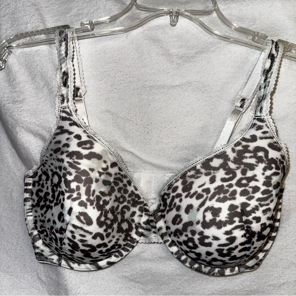 Soma 34DD Classic Allura Bra with Underwire Back Closure Leopard Mesh Print EUC